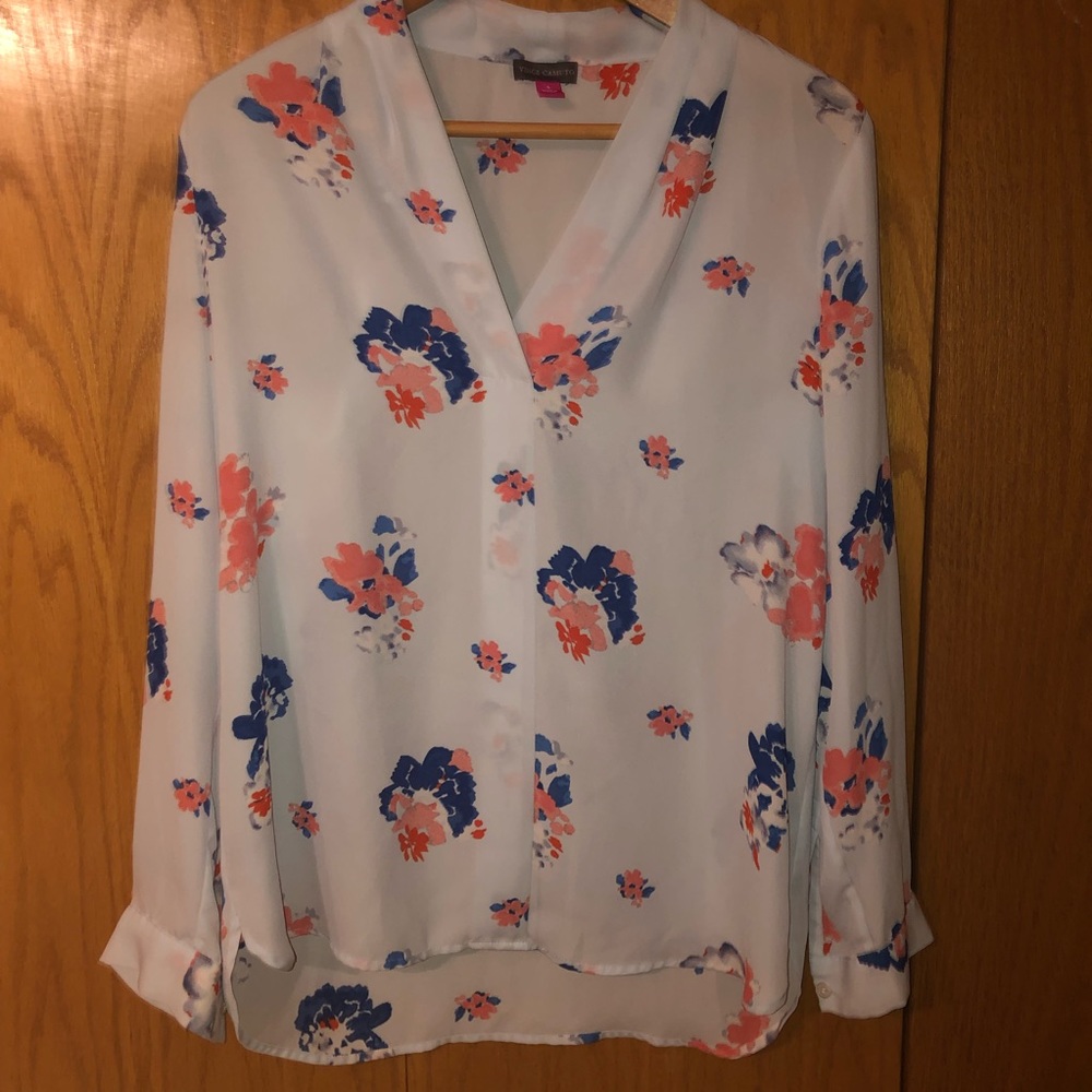 a floral blouse